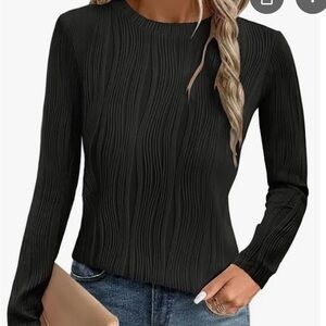 NWT Zesica Black Ribbed Long Sleeve Top Size M